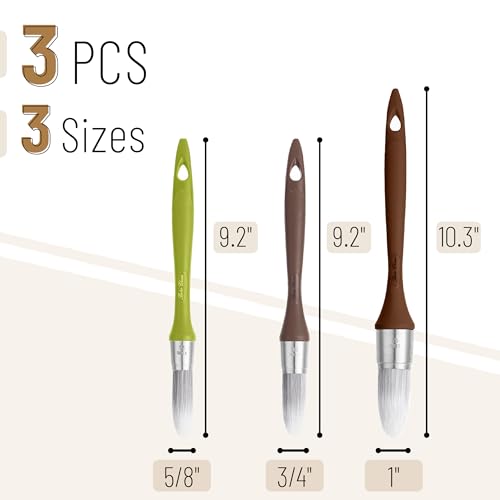 Bates- Trim Paint Brush Set, 3pcs, 5/8”, 3/4” and 1", Colorful Ergonomic Non-Slip Handle, Synthetic Bristles, Trim Brushes for Painting - color: Natural Earth