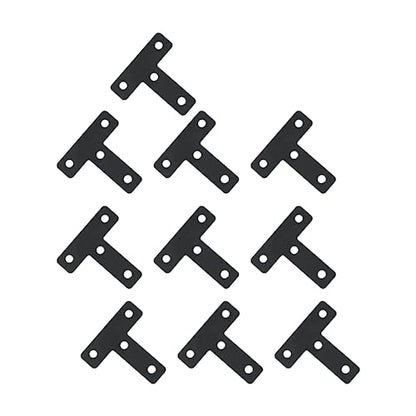Hordion 10Pcs Right Angle Brace - 2 x 2 Inch (50 x 50mm), Heavy Duty Metal Support with Screws - size: 2" x 2" (Black), style: T-Shape