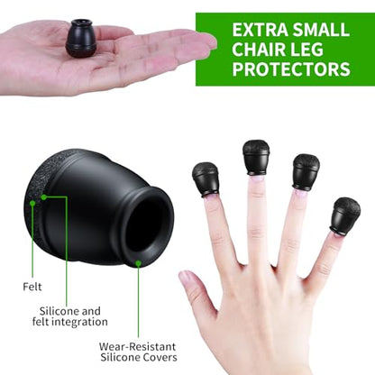 24 Pcs Extra Small Chair Leg Floor Protectors, Silicone Chair Leg Protectors for Hardwood Floors, Round Felt Pads Caps Chair Leg Covers to Protect Floors from Scratches & Noise(Black, Fit 0.35"-0.55") - size: XS(Fit: 0.35"-0.55")