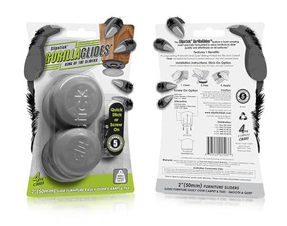 GorillaGlides CB503 2 Inch Furniture Sliders/Screw On Glide Floor Protectors (Set of 4 Glides) Large Furniture Feet Glides for Carpet and Hard Surface Sliding, Round - size: 2 Inch - 4 Pack