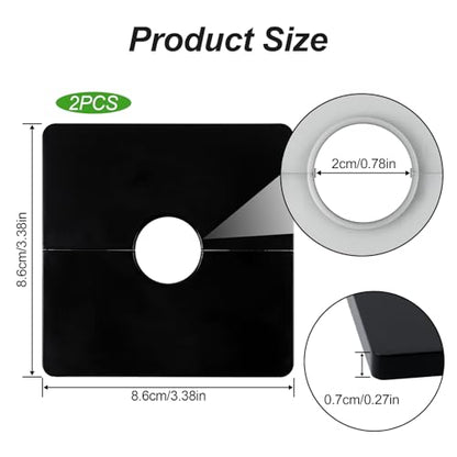2PCS Shower Arm Flange, Plastic Square Escutcheon Plate Black Plates Self-Adhesive Plumbing Cover Plates for Covering Gaps Holes, for 20mm/0.78 Inch Diameter Pipe