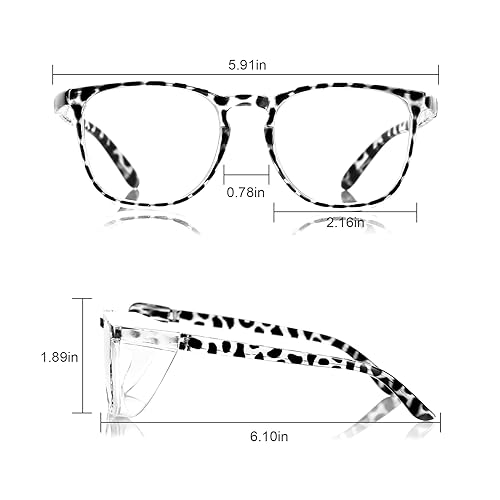 Stylish Safety Glasses Goggles for Women Girls Anti-fog Glasses Protective Eyewear Clear Glasses - color: Blue+ New-tortoise