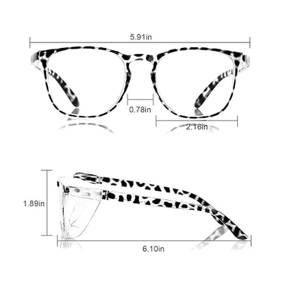Stylish Safety Glasses Goggles for Women Girls Anti-fog Glasses Protective Eyewear Clear Glasses - color: Blue+ New-tortoise