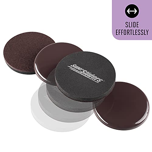 Super Sliders 3 1/2" Reusable Furniture Movers Sliders for Carpet and Hardwood, Brown (8 Pack) - color: Brown, size: 8 Pack