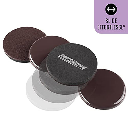 Super Sliders 3 1/2" Reusable Furniture Movers Sliders for Carpet and Hardwood, Brown (8 Pack) - color: Brown, size: 8 Pack