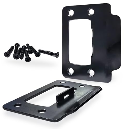 2-1/4" by 1-3/4" Door Latch Restorer Strike Plate for Doors, 2 PCS Universal Door Lock Hardware with Foul 1" Long Screws (Classic Black) - color: Classic Black