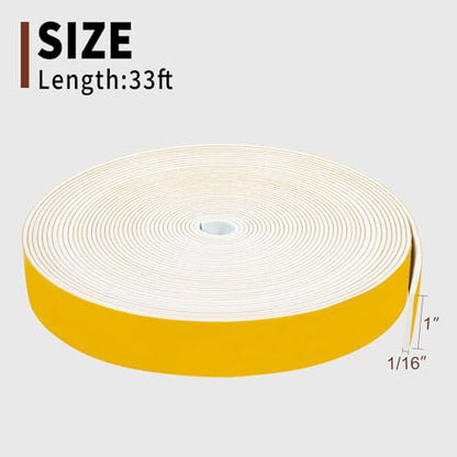 Yotache White Foam Strips Adhesive 1" x1/16, Close Cell Foam Rubber Weather Stripping Tape Seal for Doors Insulation, Total 33 Feet Long - size: 1"x1/16"x33ft