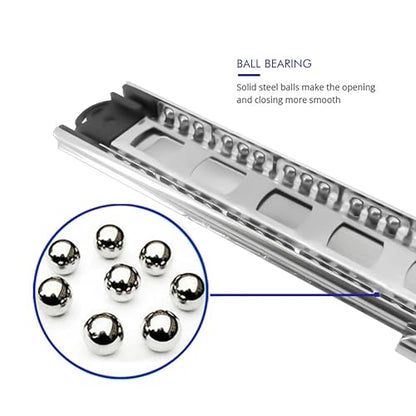 6 Pairs of 10 Inch Hardware 3-Section 100 LB Capacity Full Extension Ball Bearing Side Mount Drawer Slides - color: Zinc Plated, size: 10 Inch