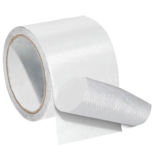 Waterproof Tape Heavy Duty, Tear Resistant Adhesive Tape for Outdoor Repair, Strong Duct Tape for Canvas, Tarp, Tent, Boat Cover, Awning, Vinyl, Plastic - All Weather UV Resistant Patch Kit, White - color: White