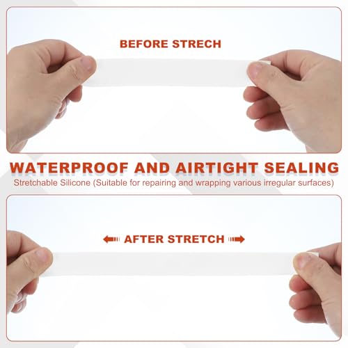 uxcell 2 Pcs Self Fusing Silicone Tape, 1" x 5ft Waterproof Water Leak Sealing Tape for Plumbing Pipe Hose Repair Handles, White - color: White, size: 1" x 5ft