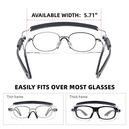 UKNOW Safety Goggles Over Glasses, Anti Fog Safety Glasses with Clear Wraparound Lens, ANSI Z87.1 Protective Eyewear - color: Black
