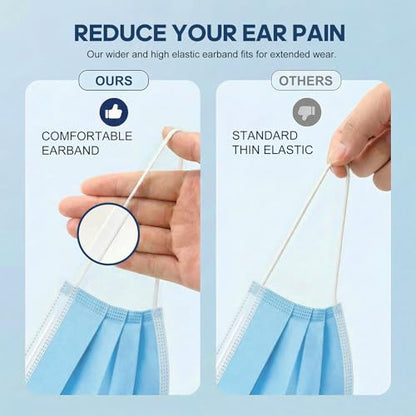 Masks Disposable 100 Pack, Blue Face Mask Disposable, 3 Ply Disposable Face Masks for Adults - color: Blue
