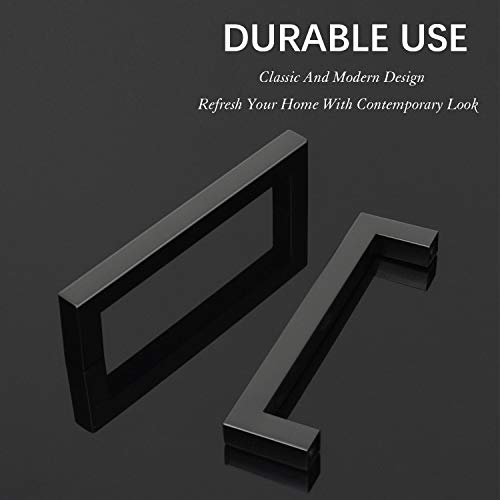 KNOBWELL 6 Pack 5 in Matte Black Kitchen Cabinet Door Handles - Stainless Steel Drawer Dresser Pulls Kitchen Cabinet Handles Black 6 Pack - 5" Hole Centers - color: Matte Black, size: Hole Center:5 inch(128mm)