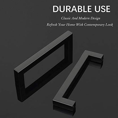 KNOBWELL 6 Pack 5 in Matte Black Kitchen Cabinet Door Handles - Stainless Steel Drawer Dresser Pulls Kitchen Cabinet Handles Black 6 Pack - 5" Hole Centers - color: Matte Black, size: Hole Center:5 inch(128mm)