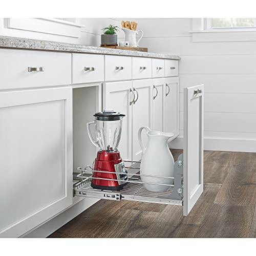Rev-A-Shelf Pullout Kitchen Cabinet Drawer and Rolling Organizer Cabinet Pantry Storage Basket in Multiple Sizes, 12 x 22 in, 5WB1-1222CR-1 - size: 12" W X 22"d, style: Single Tier