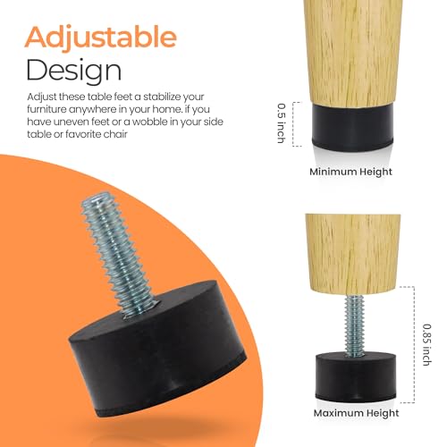 NEWBYTEK 1/4-20 Rubber Adjustable Furniture Leveler，12 Pack Leveling Feet Screws in Threaded, Feet Levelers Screw On Furniture Glide Leveling for Table, Chair, Furniture Legs - size: 1/4"-20 No Nuts, 12pcs