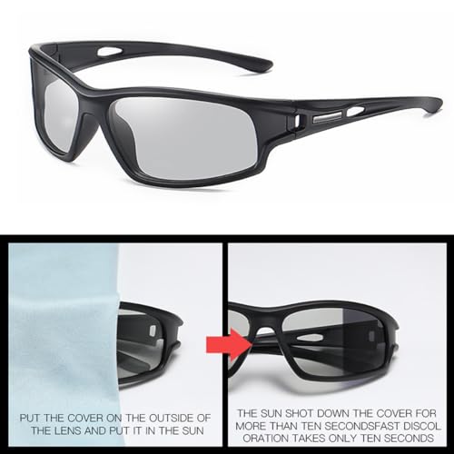 YIMI Polarized Photochromic Driving z87 Sunglasses For Men Women Day and Night safety glasses - color: Photochromic/Black Lens