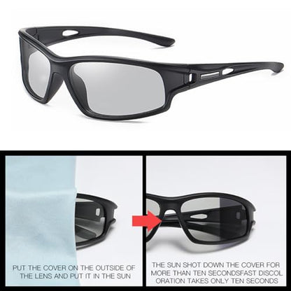 YIMI Polarized Photochromic Driving z87 Sunglasses For Men Women Day and Night safety glasses - color: Photochromic/Black Lens