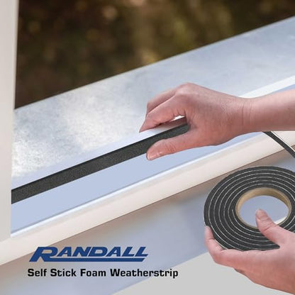 Self Stick Foam Weatherstrip - Low Density - Highly Compressible (1/2" Thick x 3/4" Wide x 17'L) - size: 1/2" Thick x 3/4" Wide x 17'L