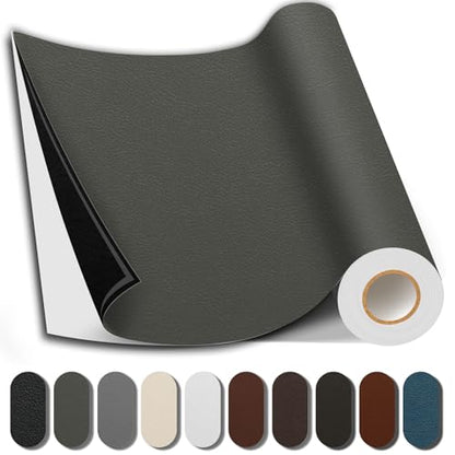 Leather Repair Patch, 17X79 Inch Repair Patch Self Adhesive Waterproof, DIY Large Vinyl Patches for Couches, Furniture, Kitchen Cabinets, Wall （Dark Grey, 17X79 Inch） - color: Dark Grey, size: 17X79 inch