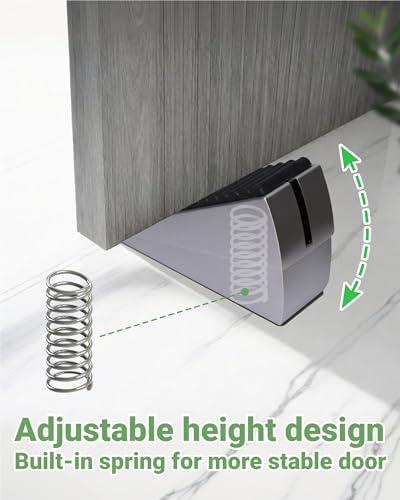 Large Door Stopper - Metal Door Wedge, Tall Door Stopper, Spring Rubber for Extra Strong Grip (Silver, 1 Pack)