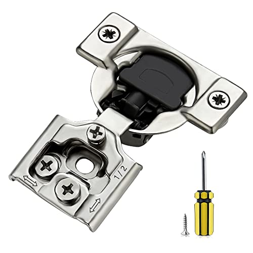 Ravinte 2 Pack 1 Pair 1/2 inch Overlay Soft Close Kitchen Cabinet Hinges Stainless Steel Adjustable Kitchen Hinges Satin Nickel Cabinet Hardware - size: 1/2 inch Overlay