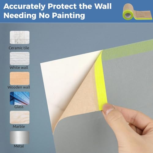 yeesport 4 Rolls Pre-Taped Masking Paper for Painting, Tape and Drape Painters Paper, Paint Adhesive Protective Paper Roll for Covering Skirting, Door Frames, Cars (6 in x 50 Ft) - size: 6 in X 50 Ft