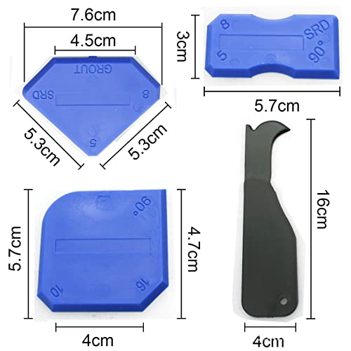 Silicone Caulking Tool 11 PCS,5 in 1 Stainless Steelhead Caulk Finishing Tool for Kitchen Frame Seal Bathroom Window Sink Joint Tile (Transparent) - color: Transparente