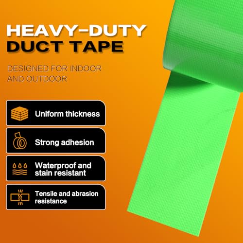 Light Green Duct Tape Heavy Duty, Waterproof Strong Adhesive Duct Tape for Indoor Outdoor Repairs Packaging Arts Crafts Projects, Tear by Hand 2 Inch x 20 Yards - color: Light Green