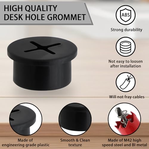 3/4 Inch(20mm) Desk Grommet,13 Pieces Wire Grommet, Desk Hole Cover for Cables with Hole Saw,Plastic Cable Cord Wire Hole Cover for Desk, Table,Cabinet,Countertop and Other Furniture(Black) - size: 3/4IN/20mm Black-Cross