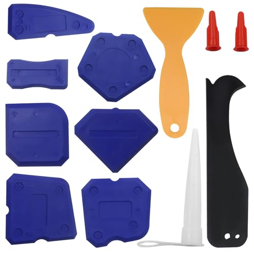 BokWin 12-Pack Silica Gel Caulking Tool Set, Caulk Kit for Grout Finishing, Caulking Tool Set for Bathroom Kitchen Surfaces, Hand Caulk Removal Assistant in Blue