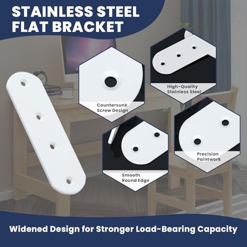 Alise 4 Pcs Flat Straight Brace Brackets Mending Plates Repair Fixing Bracket,125x38mm Stainless Steel White Finish - color: White Finish, size: 125mmX38mm