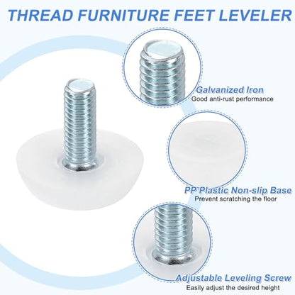 uxcell 24Pcs M6 Thread Furniture Feet Levelers, 23x15mm Adjustable Leveling Table Feet, Screw on Furniture Glide Leveling for Chair Stool Legs, White - color: White, size: M6 x 23 x 15mm
