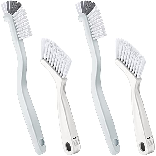 Patelai 4 Pieces Cleaning Brush Sets Small Scrub Brush Household Use for Cleaning Bottle Sink Kitchen Sink Corner Dish Edge Grout Bathroom Sliding Door Window Track(White) - color: White