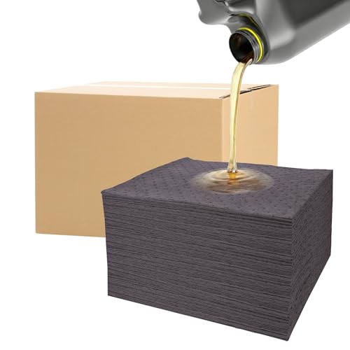 Oil & Water Absorbent Pads, 15" x 19", Absorbs Up to 14 oz per Pad, Lightweight Universal Spill Pads for Garage, Workshop, Maintenance, 50 Pack - color: Grey, size: 15" X 19" X 2 Mm