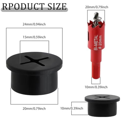 3/4 Inch(20mm) Desk Grommet,13 Pieces Wire Grommet, Desk Hole Cover for Cables with Hole Saw,Plastic Cable Cord Wire Hole Cover for Desk, Table,Cabinet,Countertop and Other Furniture(Black) - size: 3/4IN/20mm Black-Cross