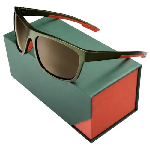 ANCHOR Floating Polarized Fishing Sunglasses for Men and Women Lightweight UV400 sport for Driving Cycling Running - color: Metallic Green/Brown