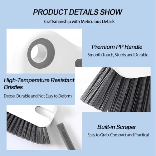 2 in 1 Car Groove Cleaning Brush, Multifunction Vehicle Crevice Cleaner with Hidden Scraper, Automotive Window Seal Sill Sliding Door Track Cleaning Brush, Universal Fit (Gray White) - color: Grey White