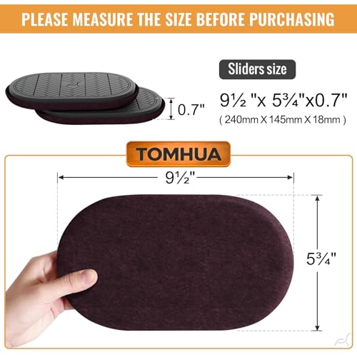 Furniture Sliders for Hardwood Floors Felt-8 Pack 9-1/2" Oval Reusable Furniture Slider with Extra Thick Design - Heavy-Duty Furniture Movers - Black Felt Sliders Effortless Moving - color: Black 8pcs