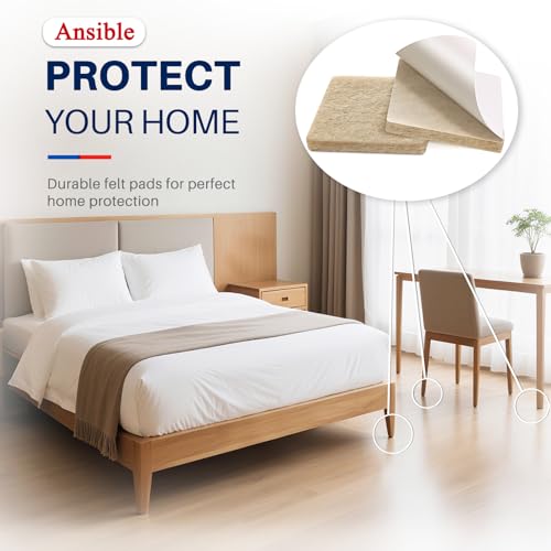 Ansible 60 PCS Felt Furniture Pads 1", Felt Pads for Chair Leg Floor Protectors for Hardwood Floors Square (Beige) - size: 60 PCS 1" Beige, Square