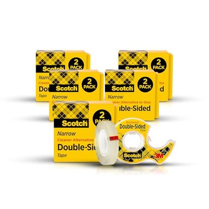Scotch Double Sided Tape, Permanent Photo-Safe Adhesive, Clear, 1/2 inch x 500 inches per Roll, 10 Rolls (5 Packs of 2) – Scrapbooking, Crafts and Office Supplies - size: 10 Rolls