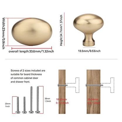TUNNY 10 Pack Oval Ellipse Single Hole Cabinet Knob-Champagne Bronze Single Hole Furniture Hardware Knob for Bathroom Dresser Kitchen Cabinets Bedroom Cabinet Pull - color: Champagne Bronze, size: Knob - 1.32"(33.6mm) Diameter - 10pcs