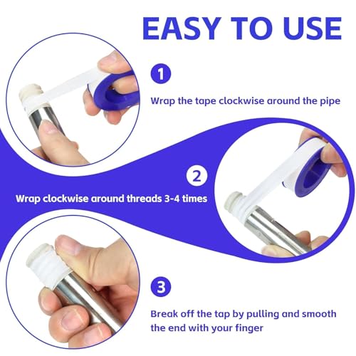 12 Rolls Teflon Tape for Plumbers, 1/2 x 520 Inches PTFE Thread Seal Tape, White Pipe Sealant for Shower Head, Water Pipe Sealing and Leak Prevention, Sealing Tape for Threaded Connections
