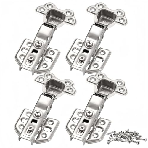 1/2 Overlay Cabinet Hinges, 4 Pack Soft Close Hinges Concealed | Half Overlay | Quick-Release | Copper Core Hydraulic Cylinder | 304 Stainless Steel | Partial Overlay Hidden Self Closing for Kitchen - color: Half Overlay | Quick Release