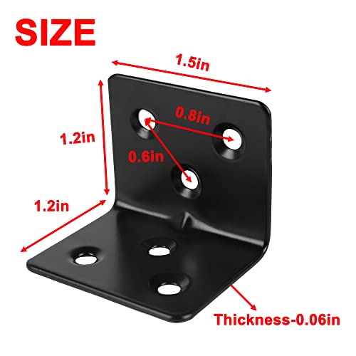 20PCS Corner Braces Heavy Duty Stainless Steel L Shape Brackets 1.2"x 1.2" x 1.5" (30x30x38mm),90 Degree Joint Right Angle L Bracket for Wood Shelves Cabinet Furniture - size: 1.2"x1.5"