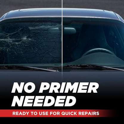 Polyurethane Windshield Adhesive - Quick Curing & Weather Resistant Auto Glass Adhesive, Vertical & Overhead Application, Windshield Repair Kit with Gloves, Applicator Tip & Cartridge - 310ml Black