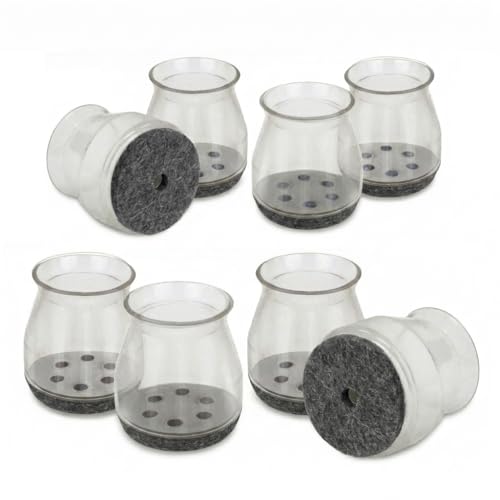 Super Sliders 1 Inch Round Chair Leg Tips with Felt Bottom – Heavy Duty Silicone Furniture Leg Caps, Steel Reinforced Floor Protectors for Chairs & Tables, 8 Count
