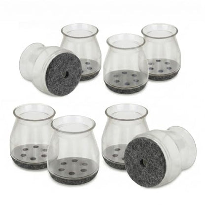 Super Sliders 1 Inch Round Chair Leg Tips with Felt Bottom – Heavy Duty Silicone Furniture Leg Caps, Steel Reinforced Floor Protectors for Chairs & Tables, 8 Count