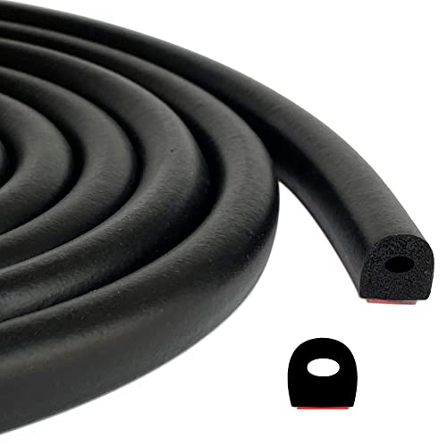 D Shape EPDM Foam Rubber Seal with Tape, Self-Adhesive Rubber Weather Stripping for Boat, Auto, RV, Marine, Garage Doors/Window and More, W:0.5"; H:0.5"; L:26Feet