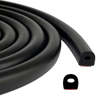 D Shape EPDM Foam Rubber Seal with Tape, Self-Adhesive Rubber Weather Stripping for Boat, Auto, RV, Marine, Garage Doors/Window and More, W:0.5"; H:0.5"; L:26Feet